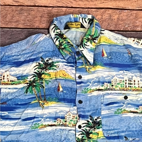 VTG Hawaiian Floral Honeymoon Kings Club Short Sleeve Summer Mens Shirt - Picture 2 of 6